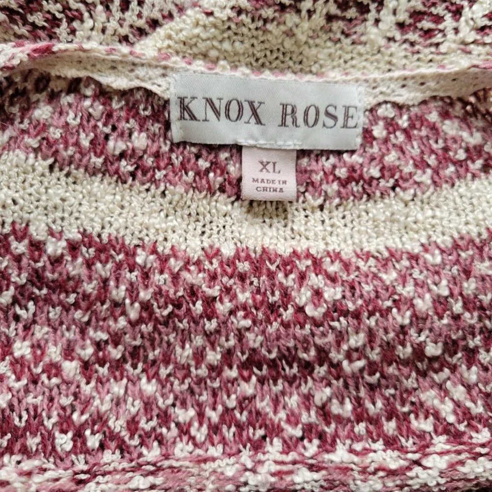 Knox Rose Women's XL Purple Beige Geometric Knit Pullover Sweater GEO183E